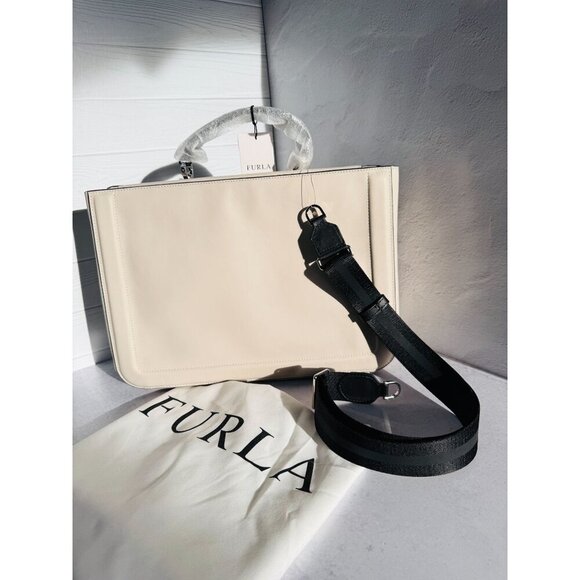 Furla‎ Reale North South Large Convertible Leather Tote Creamy Beige - Picture 5 of 16
